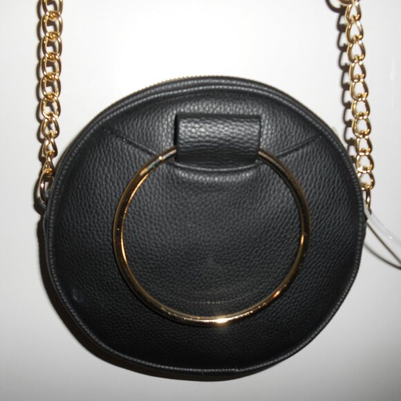 MARC NEW YORK ROUND CROSSBODY/SHOULDER BAG BLK & GOLD TONE HARDWARE FAUX LEATHER - Picture 5 of 16